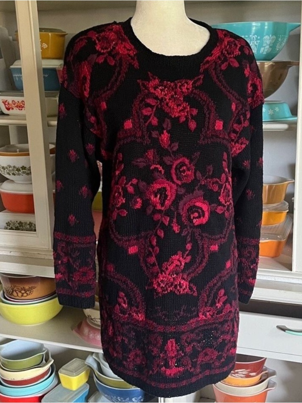 Portraits by Northern Isles Knitted Floral Sweater Dress - Size Small